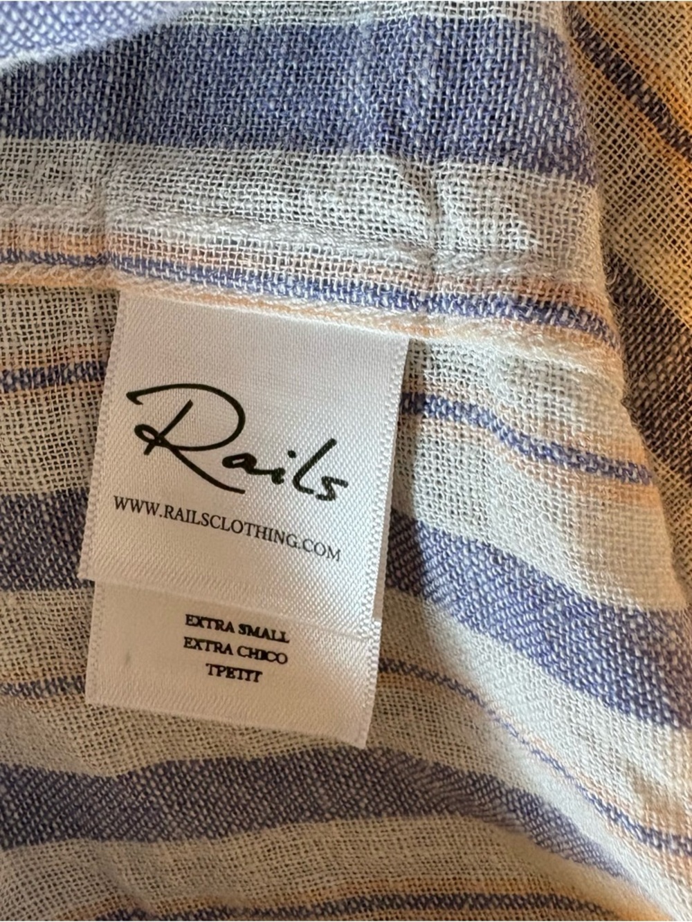 Rails Charli Long Sleeve Linen Semi Sheer Button Down Shirt- Bacara Stripe Sz XS - Picture 8 of 9
